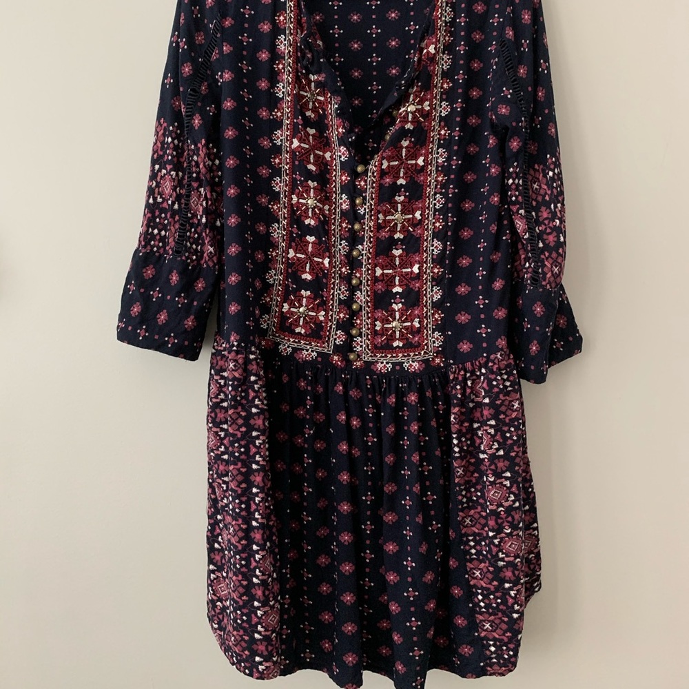 Dark blue dress with silver sequence on top part